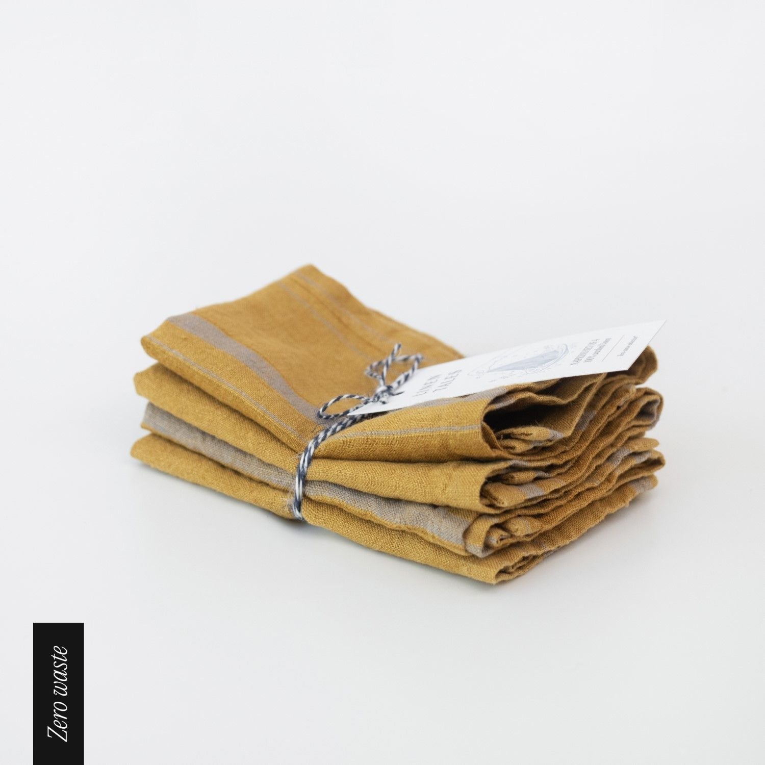 Zero Waste Amber Bronze Stripes lino servetėlių rinkinys 4 vnt. — naturalusdrabuziai.lt