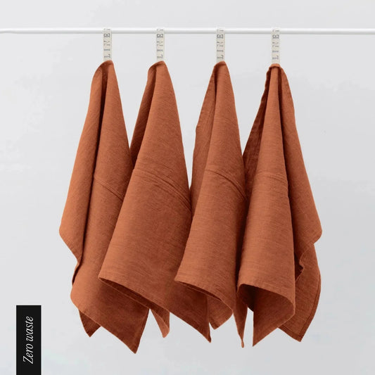 Zero Waste Baked Clay lino virtuvinė servetės rinkinys 4 vnt. — naturalusdrabuziai.lt
