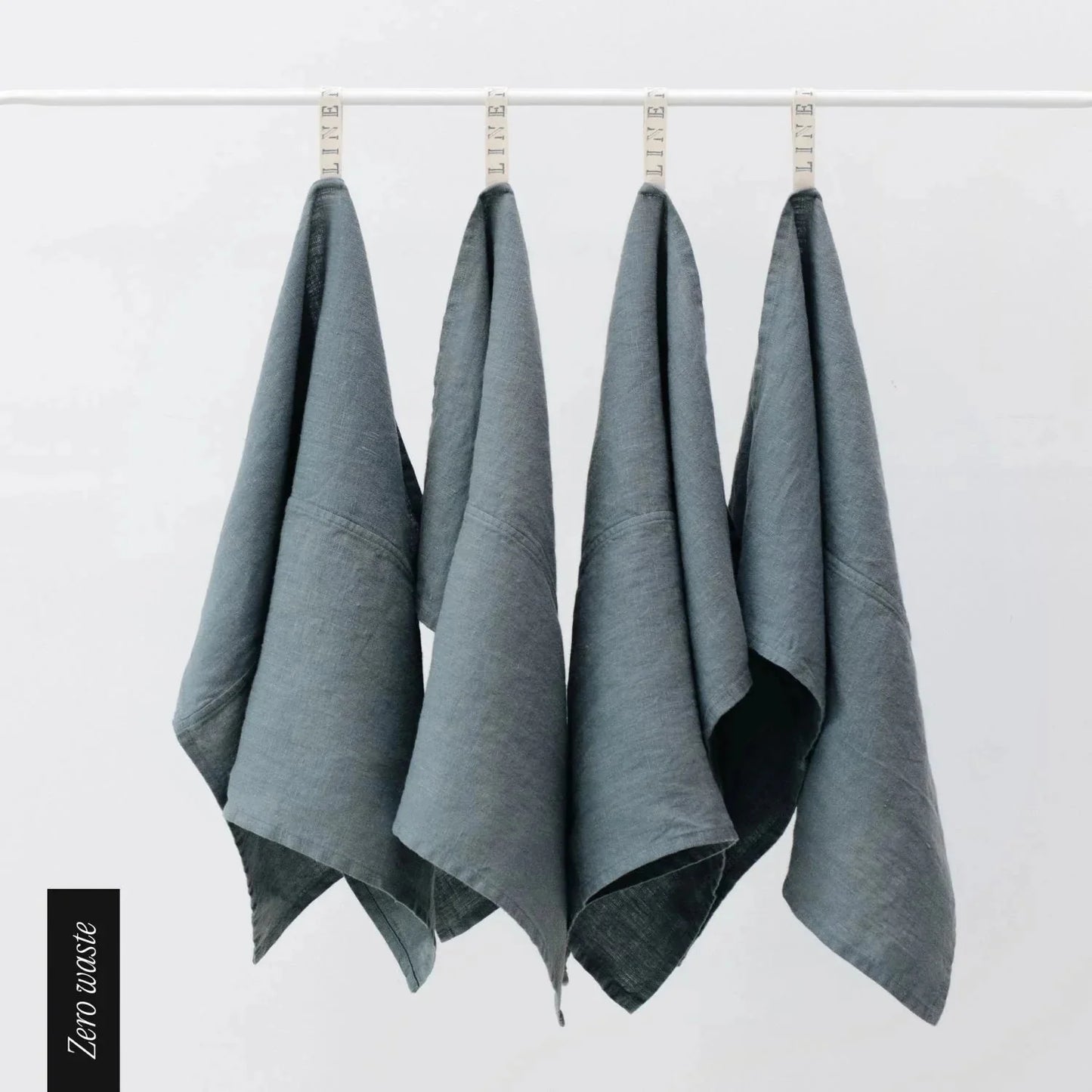Zero Waste Blue Fog lino virtuvinė servetės rinkinys 4 vnt. — naturalusdrabuziai.lt