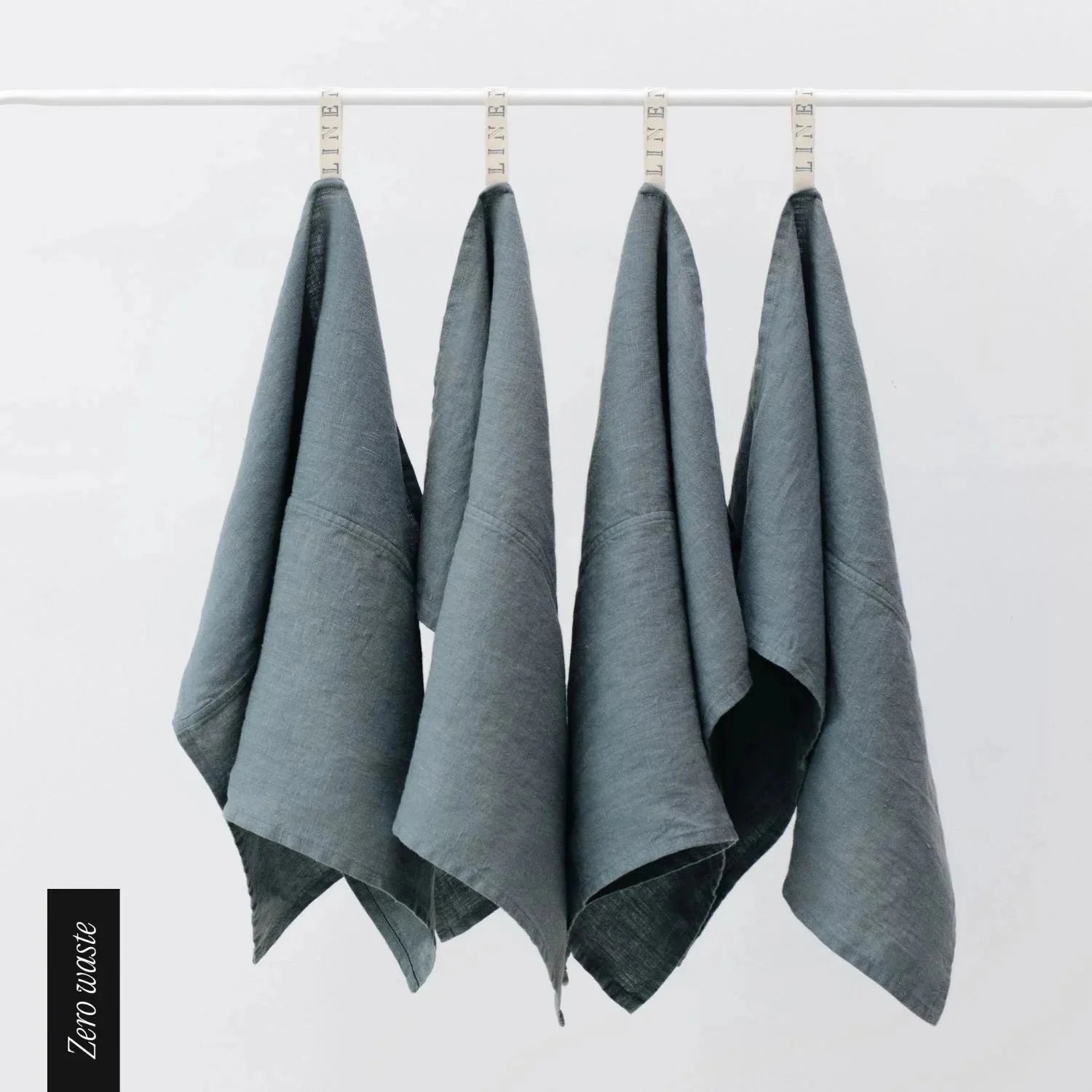 Zero Waste Blue Fog lino virtuvinė servetės rinkinys 4 vnt. — naturalusdrabuziai.lt