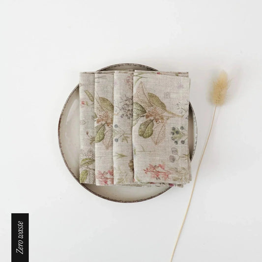 Zero Waste Botany lino servetėlių rinkinys 4 vnt. — naturalusdrabuziai.lt