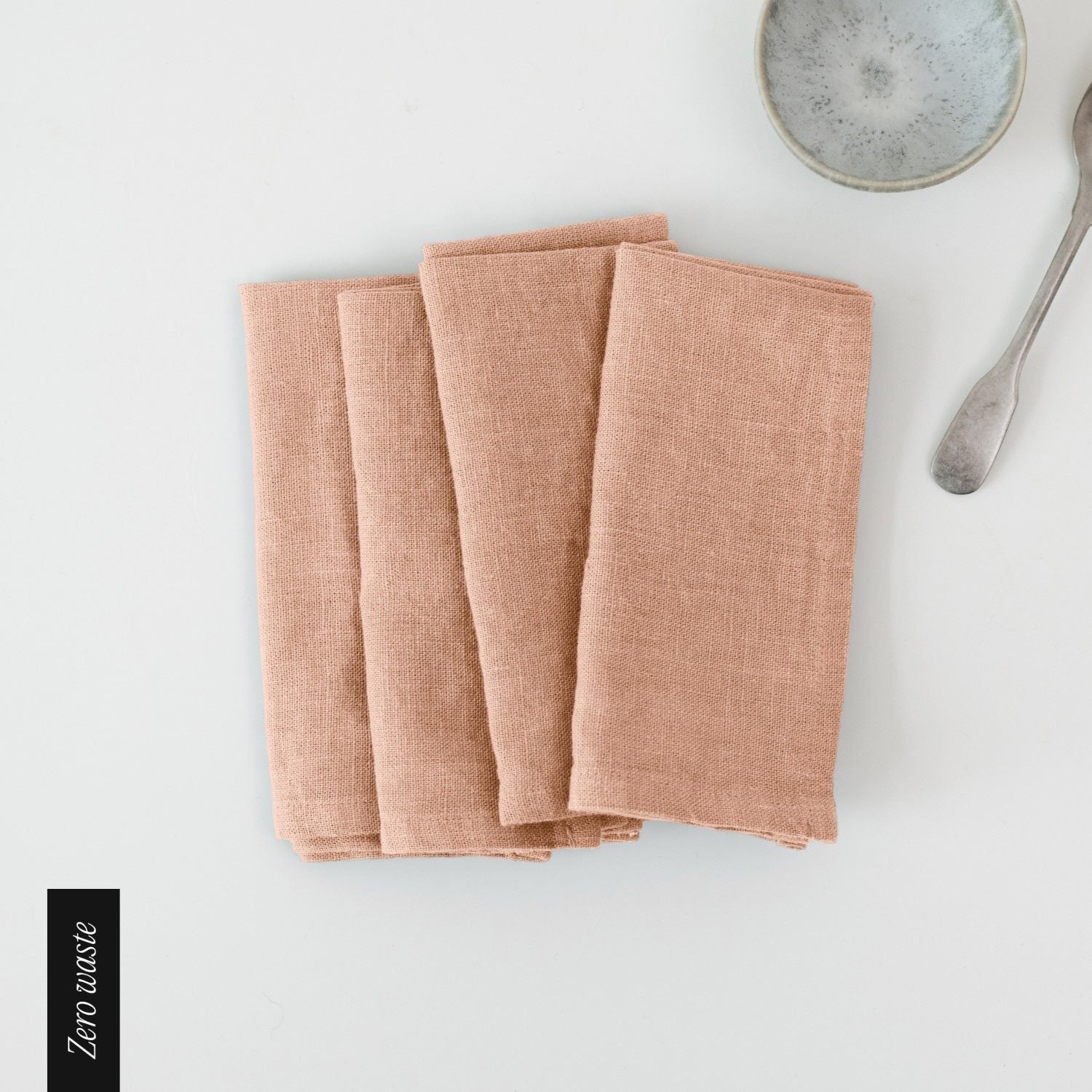 Zero Waste Cafe Creme lino servetėlių rinkinys 4 vnt. — naturalusdrabuziai.lt