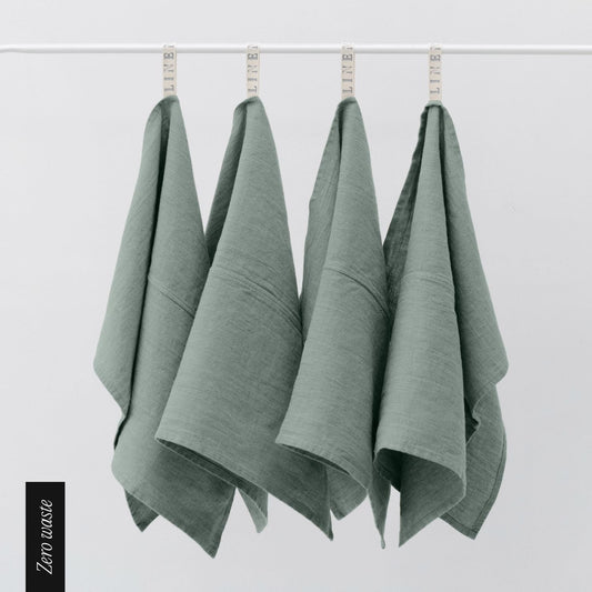 Zero Waste Green Milieu lino virtuvinė servetės rinkinys 4 vnt. — naturalusdrabuziai.lt