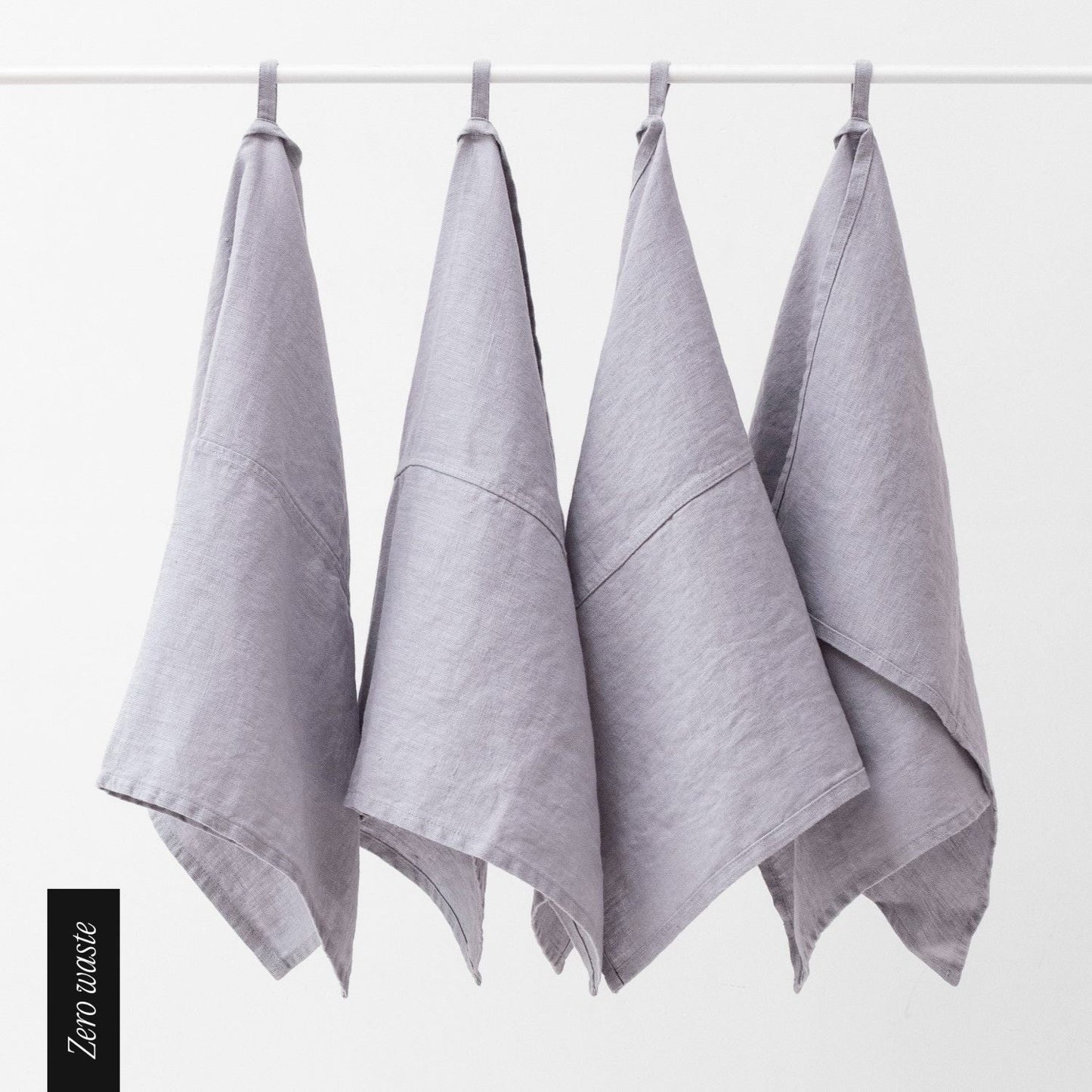 Zero Waste Light Grey lino virtuvinė servetės rinkinys 4 vnt. — naturalusdrabuziai.lt