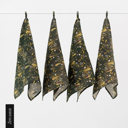 Zero Waste LIMITED EDITION Woodland lino virtuvinė servetės rinkinys 4 vnt. — naturalusdrabuziai.lt