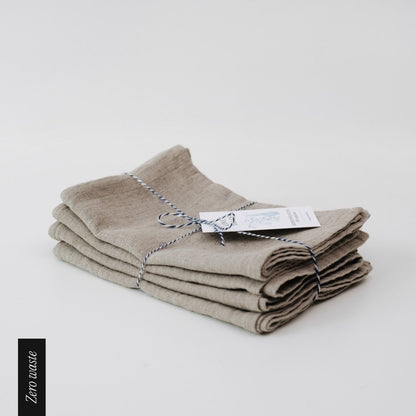 Zero Waste Natural lino virtuvinė servetės rinkinys 4 vnt. — naturalusdrabuziai.lt