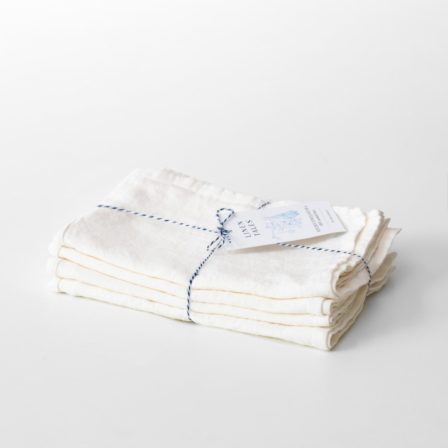 Zero Waste Off-White lino virtuvinė servetės rinkinys 4 vnt. — naturalusdrabuziai.lt