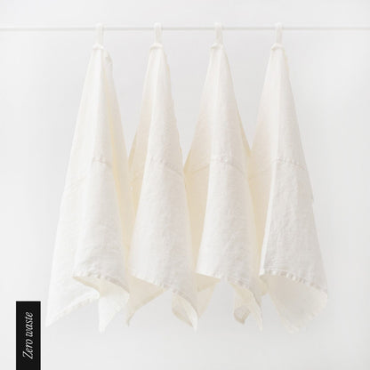 Zero Waste Off-White lino virtuvinė servetės rinkinys 4 vnt. — naturalusdrabuziai.lt