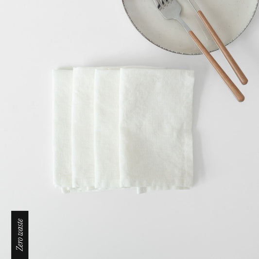 Zero Waste Off-White lino servetėlių rinkinys 4 vnt. — naturalusdrabuziai.lt